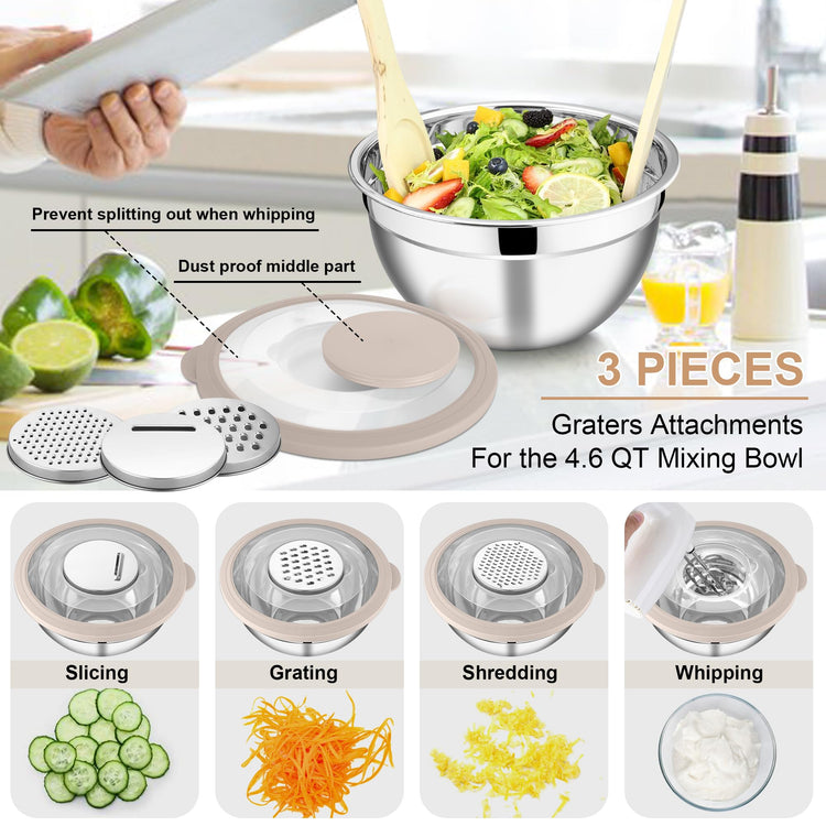 Mixing Bowls with Lids and Graters (3 Count)