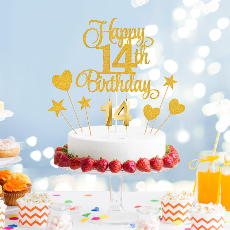14th Birthday Cake Decorations (9 Count)