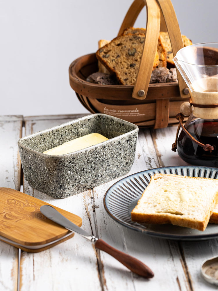 Ceramic Butter Dish with Lid for Countertop and Refrigerator