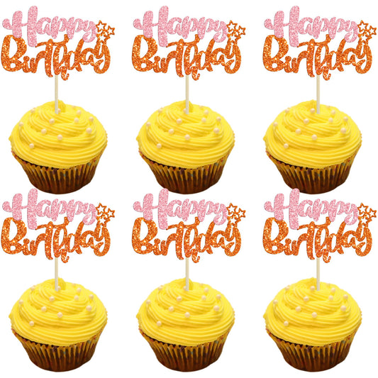 24Pcs Happy Birthday Cupcake Toppers (24 Count)