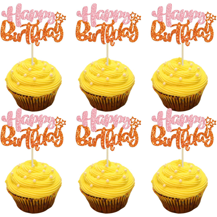 24Pcs Happy Birthday Cupcake Toppers (24 Count)