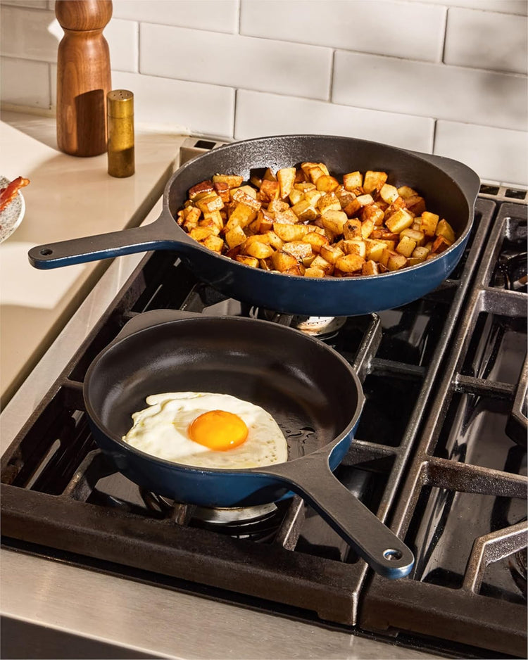 Caraway Cast Iron Skillet - 8” Enameled Cast Iron Pan With 3 Layer Enamel Coating - No Seasoning Required - Compatible With All Stovetops - Free From Forever Chemicals - Rust - Nestoria