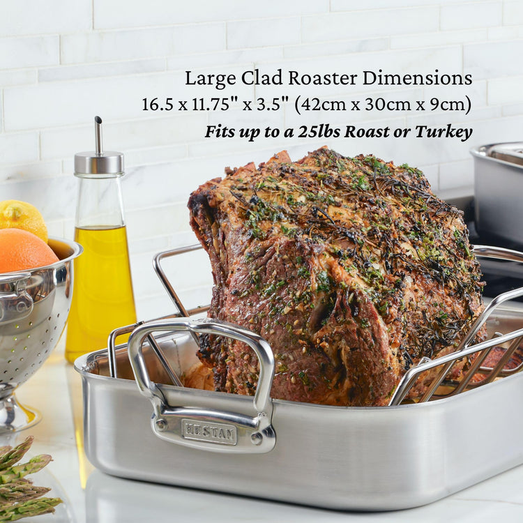 Provisions 16.5" Classic Clad Roaster with Stainless Steel Rack