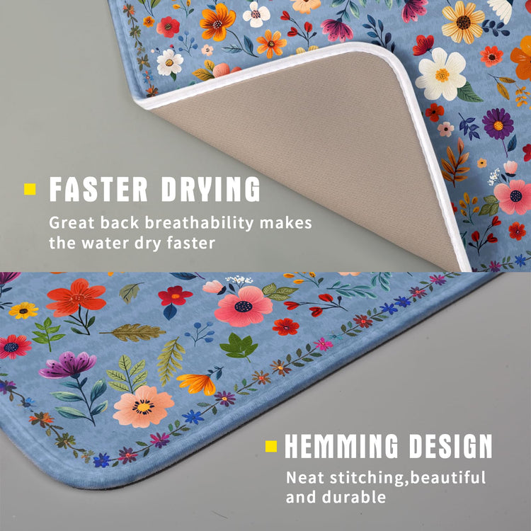 Lovely Flowers Dish Drying Mat
