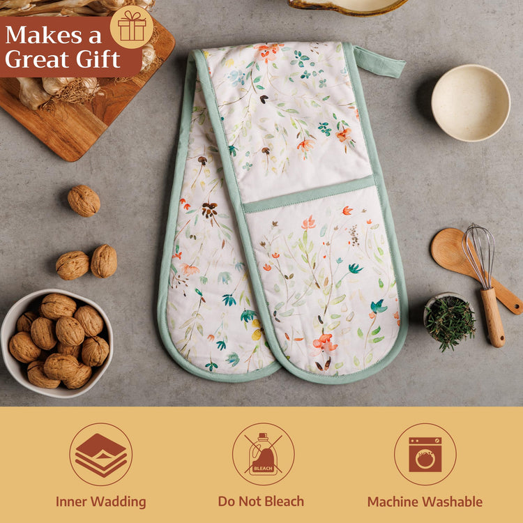 Double Oven Mitts 100% Cotton Double Oven Glove