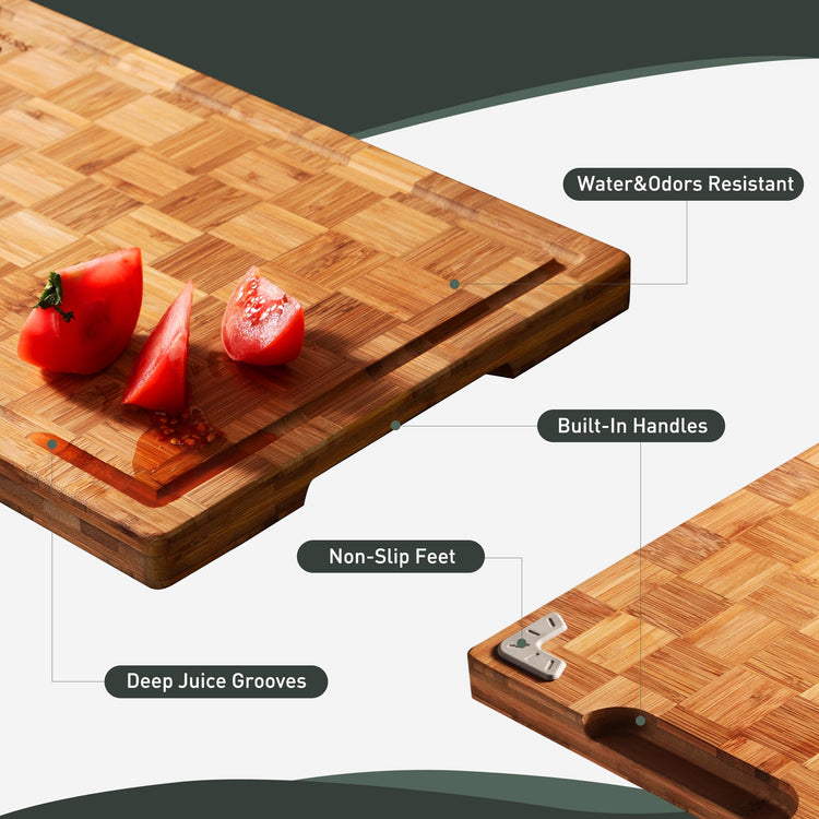 Bamboo Cutting Board 17'' Wood Cutting Boards for Kitchen Wooden Non Toxic