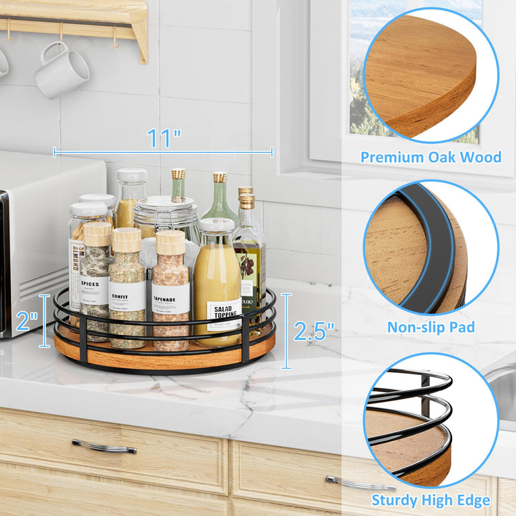Wood Lazy Susan Turntable Organizer