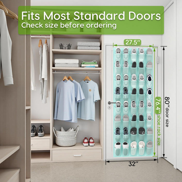Over the Door Shoe Organizer with 40 Large Breathable Mesh Pockets