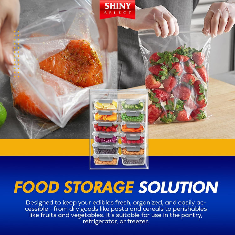 Extra Large Plastic Storage Bags With Zipper Top 3 Gallon 16" x 18" Jumbo Size Bag Heavy Duty 3 Mil Thick Clear X-Large Big Zip Bags for Food Freezer Clothes Travel Moving (12)