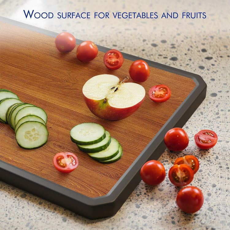 Wood Cutting Board with Handle, Double Sided Cutting Board for Kitchen, 16 * 11 inch 304 Stainless Steel Chopping Board for or Kitchen Meal Prep Serving