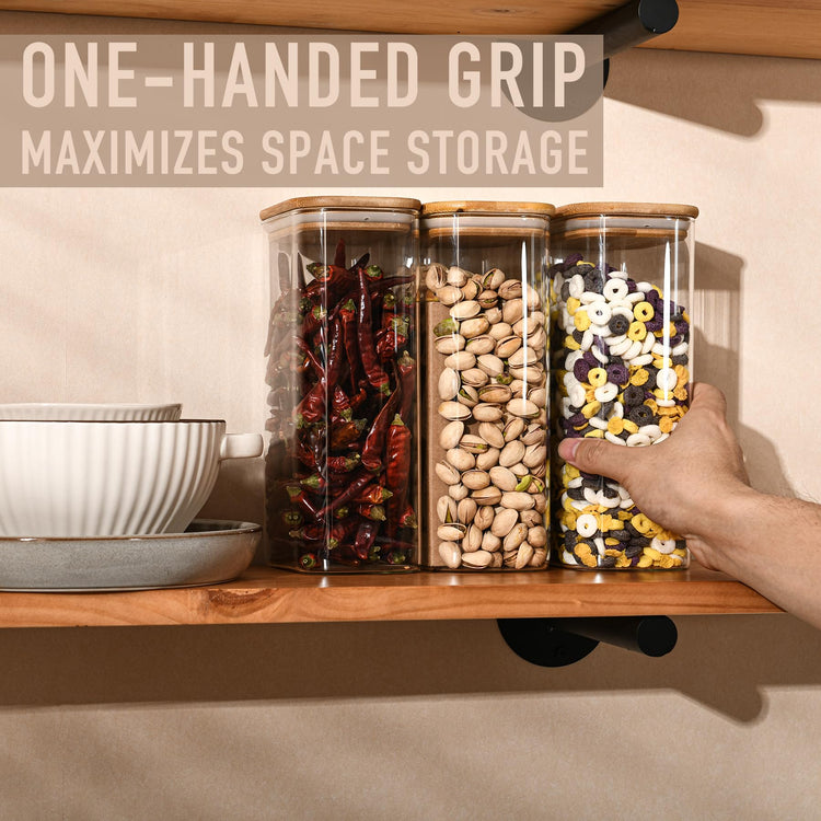 56oz Rectangle Airtight Glass Storage Containers with Bamboo Lids (4 Count)