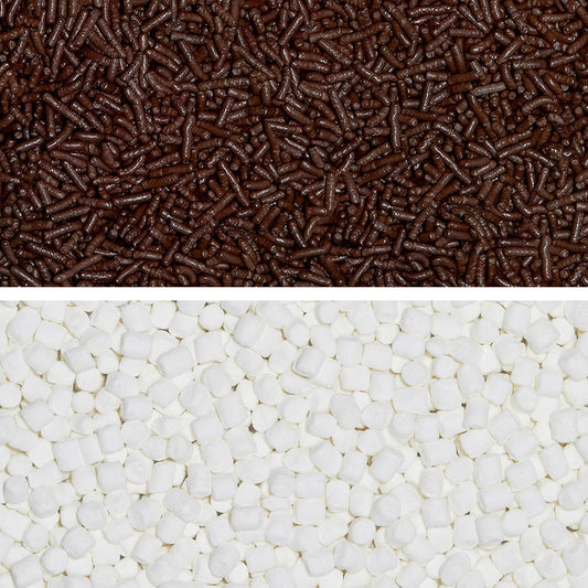 Fancy Sprinkles Limited Edition Fall Season Gimme S'more Sprinkle Set featuring Chololate Jimmies and Mini Marshmallows For Dessert Decorating, Smores and Hot Chocolate (0.50c)