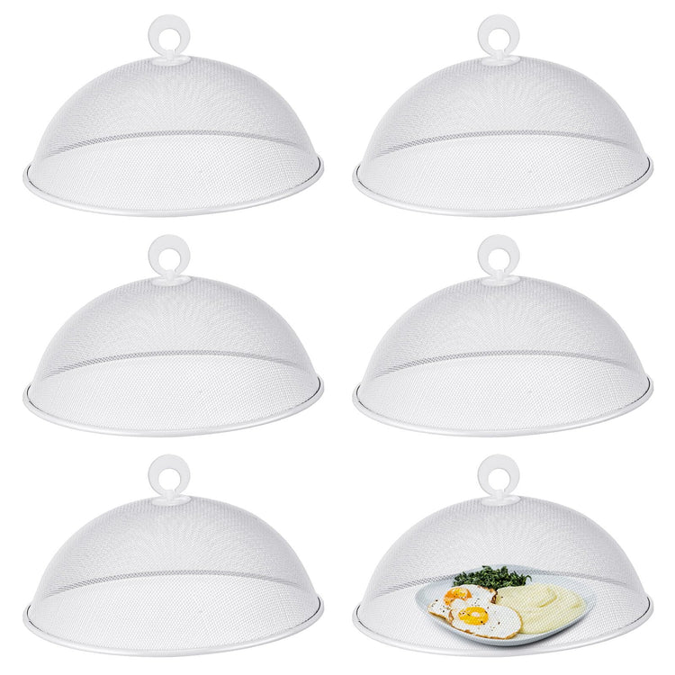 6 Pcs Metal Mesh Food Cover Outdoor Mesh Food Tents Dome Screen Plate Covers for Dinner Plates Reusable Fruit Fly Nets Picnic Umbrella for Table
