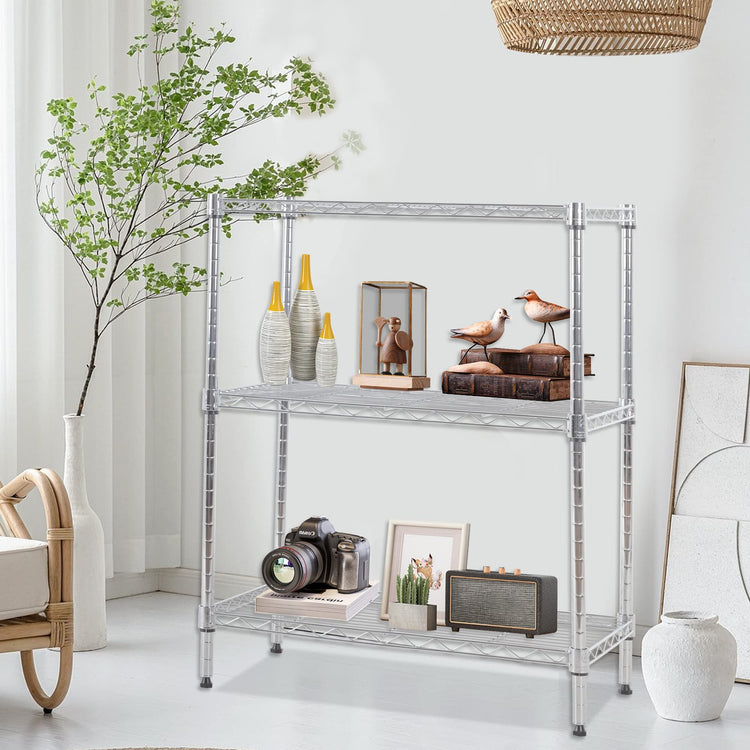 3 Tier Wire Shelving Units Metal Storage Rack 23L x 13W x 30H Adjustable Pantry Shelves NSF Kitchen Shelf for Kitchen Garage Small Places Commercial