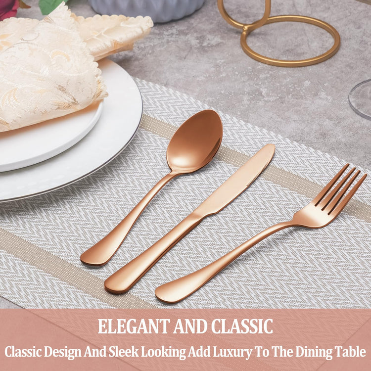 30 Pcs Rose Gold Silverware Set Service for 6 (30 Count)