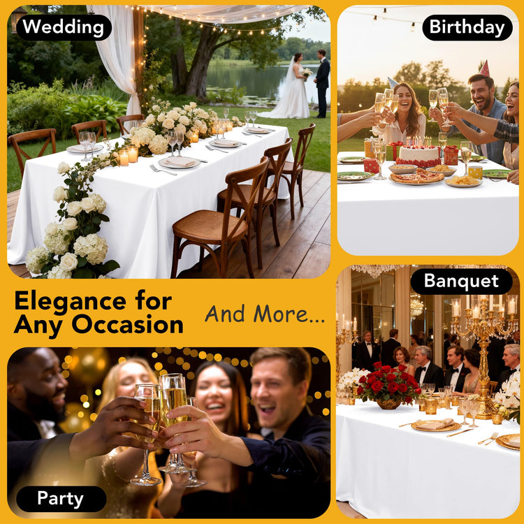10 Pack White Tablecloths for Rectangle Tables (10 Count)