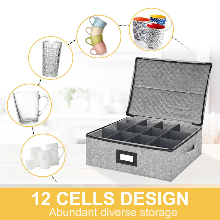 Coffee Mug Storage Box with Dividers
