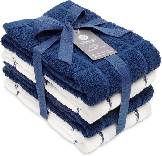 100% Cotton Terry Dish Towels, 4 pack16 x26 Inches, Super Soft and Absorbent Kitchen Towels, Perfect for Kitchen Cleaning and Dish Washing | Navy Blue … - Nestoria