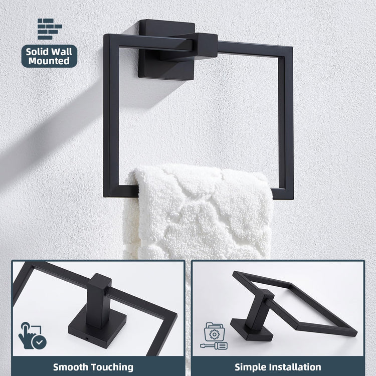 Matte Black Square Towel Holder for Bathroom
