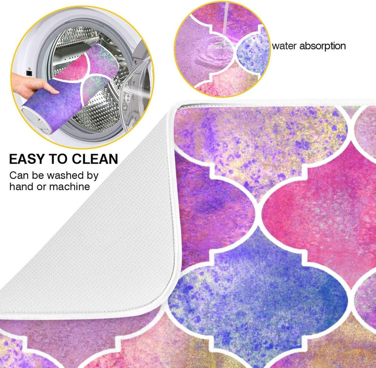 senya Super Absorbent Dish Drying Mat, Microfiber Fast-Drying Dish Mat, 16'' x 18'', Kitchen Dish Drying Pad, Vintage Decorative Moroccan,16x18in