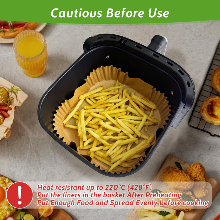 360 Pcs 6.5” Square Air Fryer Paper Liners Disposable Unbleached Heavy Duty (360 Count)
