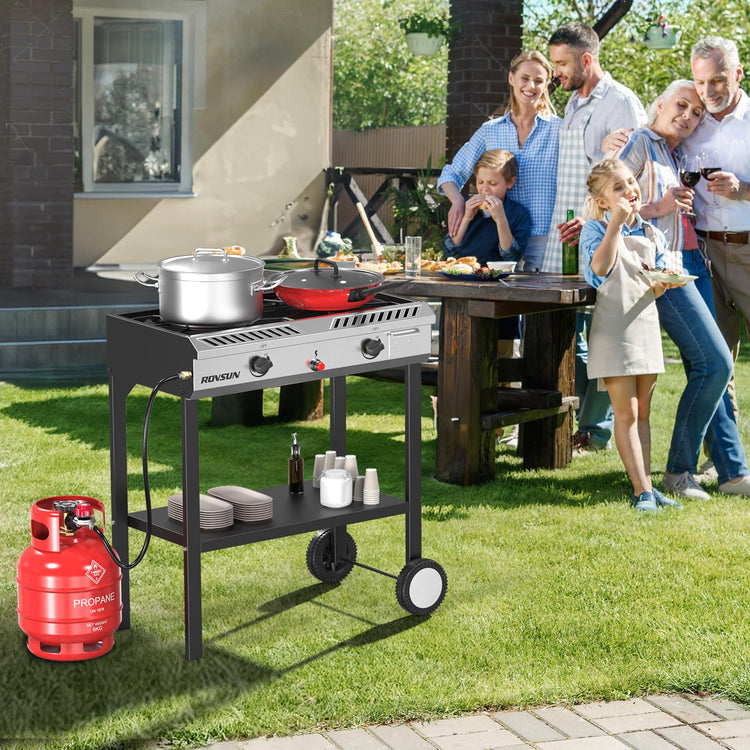 2 Burner Outdoor Propane Gas Stove with Auto