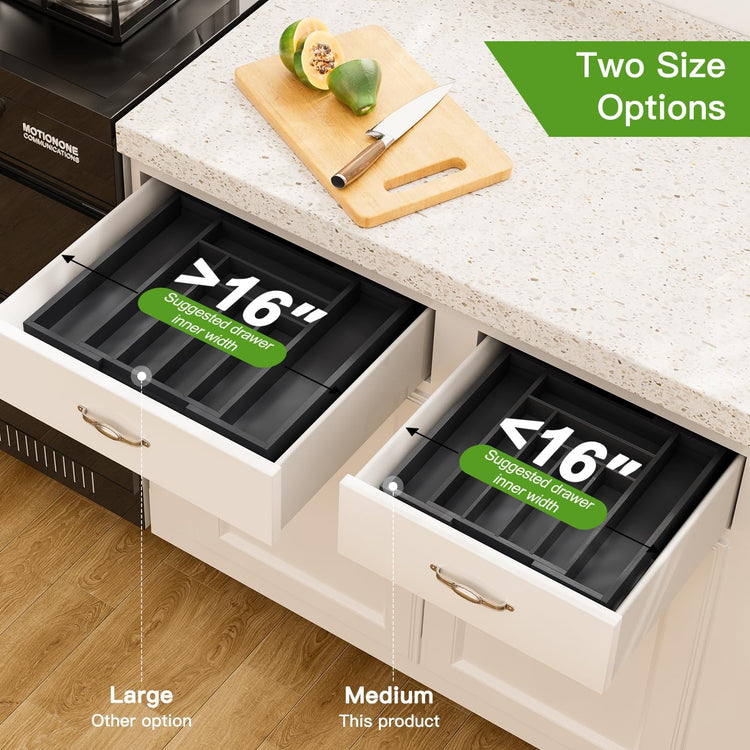 Bamboo Expandable Drawer Organizer for Utensils Holder