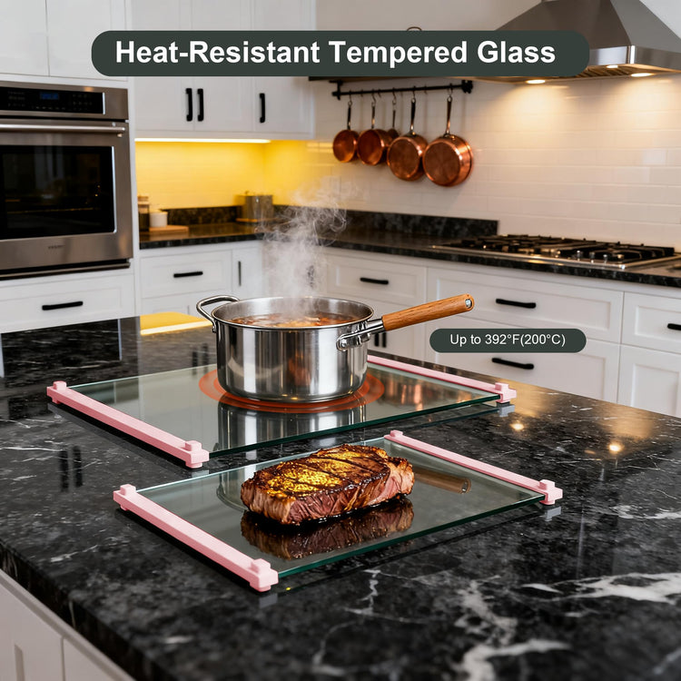 2PCS Glass Cutting Board with Silicone Grip (2 Count)