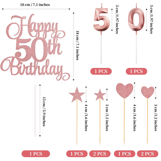 50th Birthday Cake Decorations (9 Count)