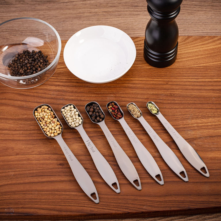 6-Piece 18/8 Stainless Steel Measuring Spoons Set, Dark Gray