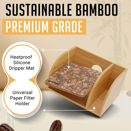 Pour Over Caddy with Lid for Chemex Bodum Cosori Coffee Makers Cork