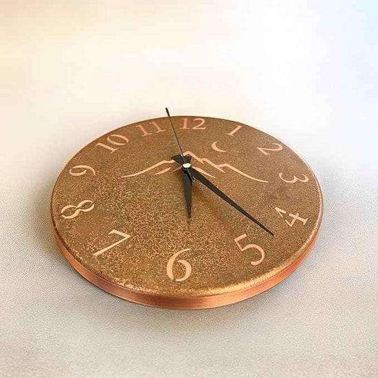 Handmade Pure Copper Wall Clock for Home Decoration, Decor Clock for Living Room, Bedroom and Kitchen, Rustic Decorative Mural Clock Art for Farmhouse (Rusty Landscape, 11)
