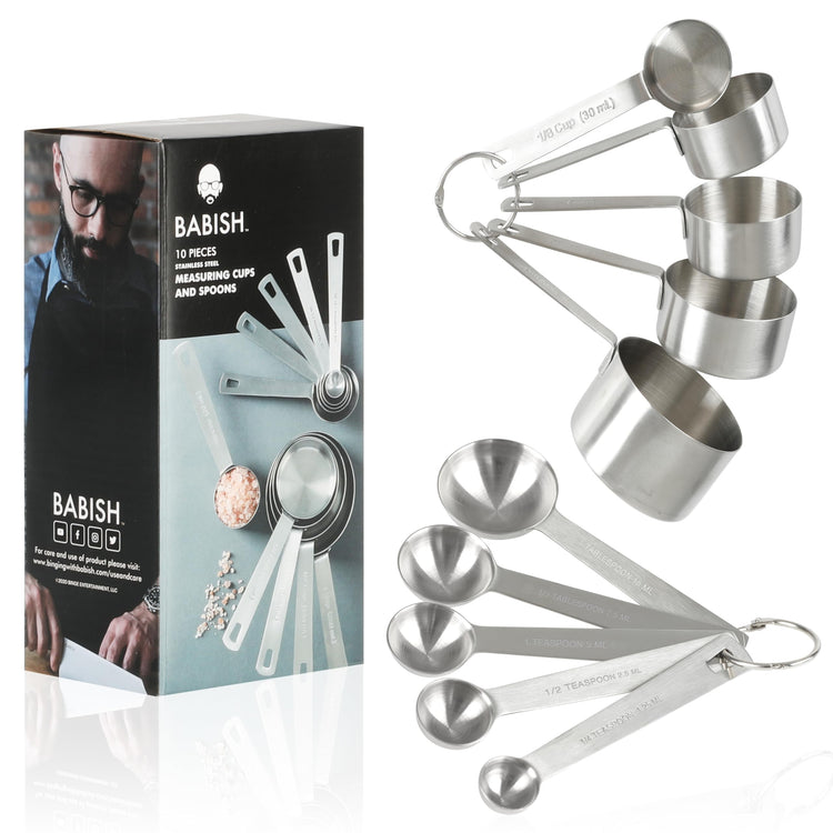 10 Piece Stainless Steel Measuring Cups and Spoons Set