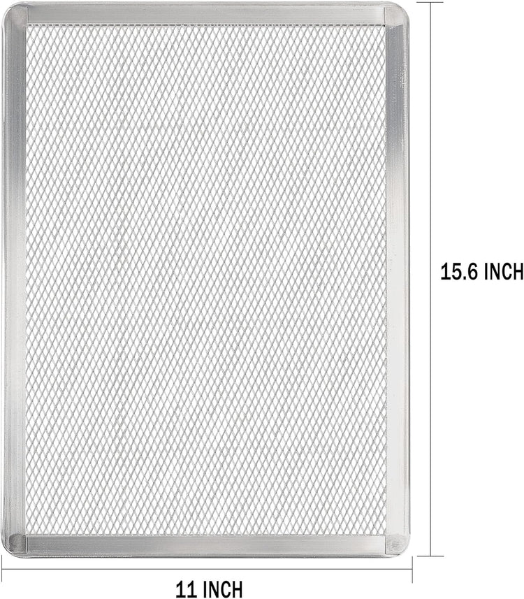 Pizza Screen 11 x 16 Inch 2 Pack Rectangular Aluminum Pizza Pan Restaurant-Grade Flatbread Screen Pizza Crisper Pan,Oven-Safe