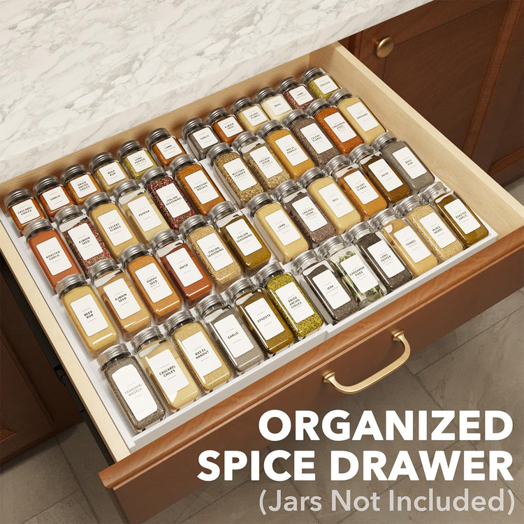 Bamboo White Spice Drawer Organizer