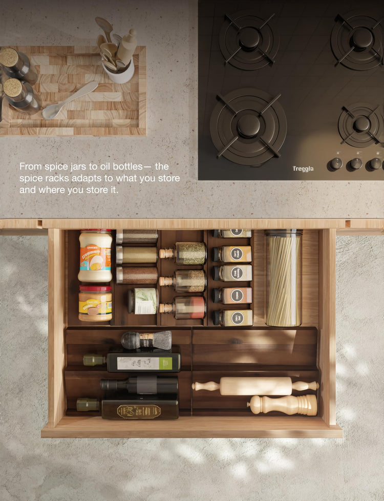 Acacia Wooden Spice Rack Organizer for Cabinet (4 Count)