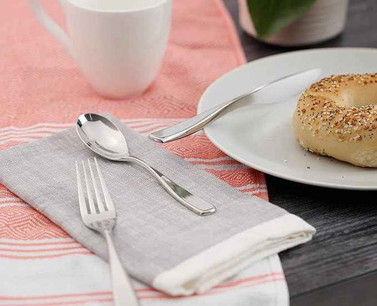 nambe Anna Flatware, 45-Pc Set, 18/10 Mirror Stainless Steel Silverware Cutlery Set, Designed for Home Kitchens, Hotel, or Restaurants, Service for 8 and a 3pc Hostess Utensil Set, Dishwasher Safe