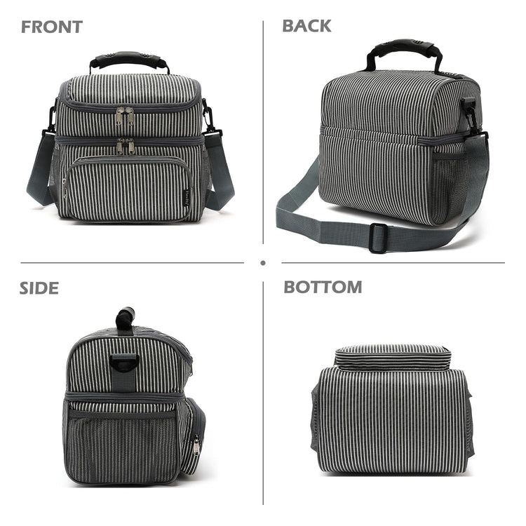 Double Layer Cooler Insulated Lunch Bag Adult Lunch Box Large Tote Bag for Men (2 Count)