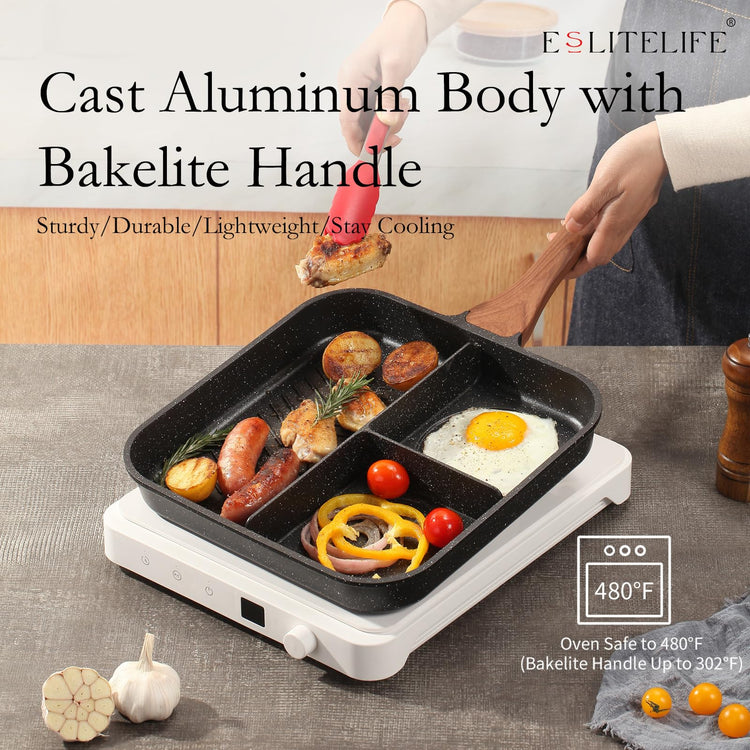 Nonstick Divided Grill Pan for Stove Tops