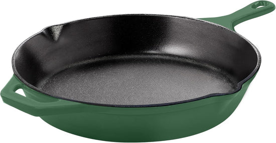 Utopia Kitchen Cast Iron Frying Pan 10.25 Inch, Cast Iron Chefs Pan, Pre Seasoned Skillet, Safe Grill Cookware for Indoor & Outdoor Use, Green - Nestoria