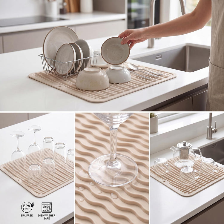 Silicone Dish Drying Mat for Multiple Usage