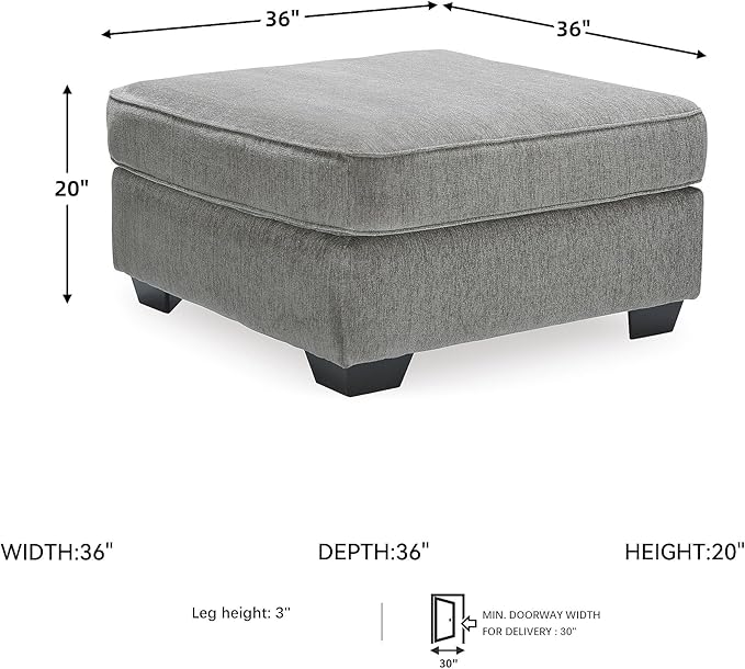 Signature Design by Ashley Altari Modern Square Oversized Ottoman, Light Gray