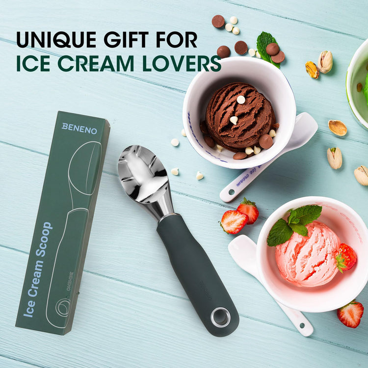 Premium Heavy Duty Ice Cream Scoop with Ergonomic Grip Handle