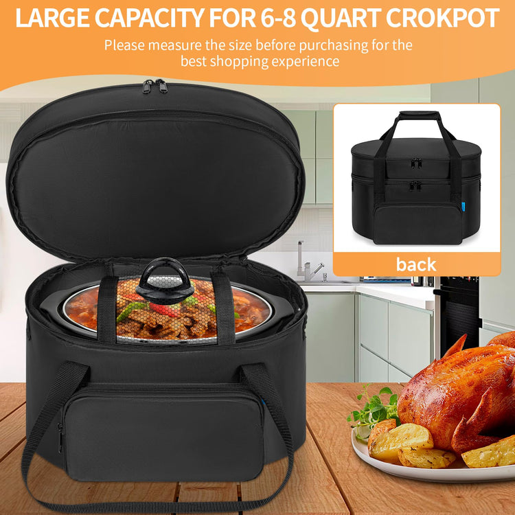 Double Layer Slow Cooker Travel Bag Compatible with 6