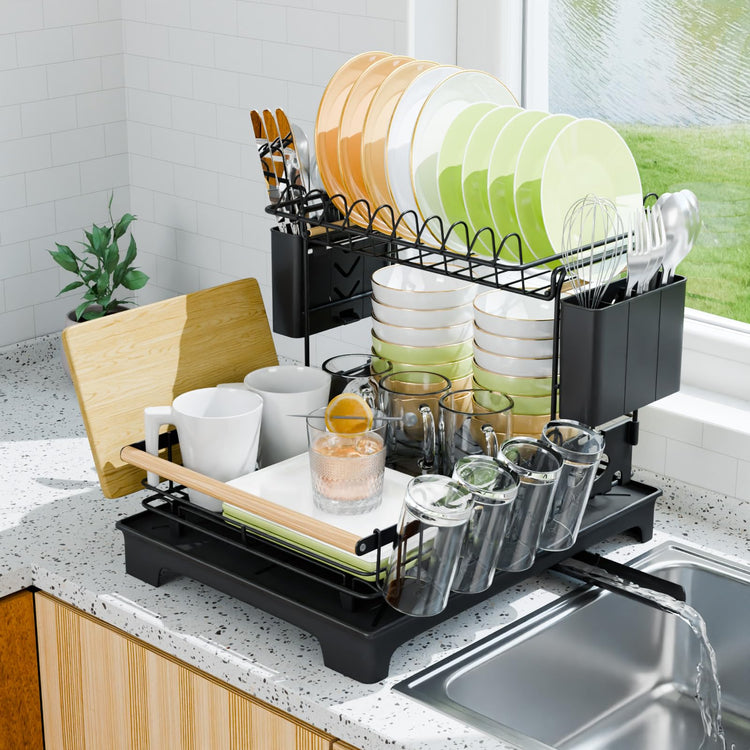 2 Tier Dish Rack with Drainboard