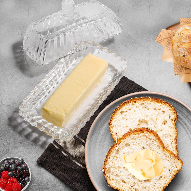 Clear Glass Butter Dish with Lid