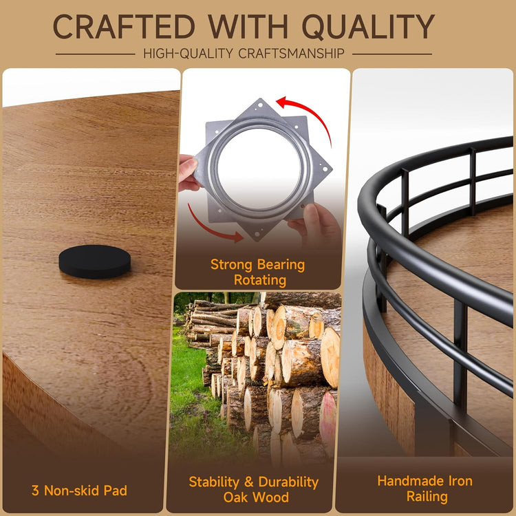Farmhouse Oak 21" Lazy Susan Turntable Organizer for Cabinet, Round Wooden Lazy Susan Organization and Storage for Dining Table, Pantry, Kitchen, Countertop, Cupboard,Home Decor, Walnut (21)