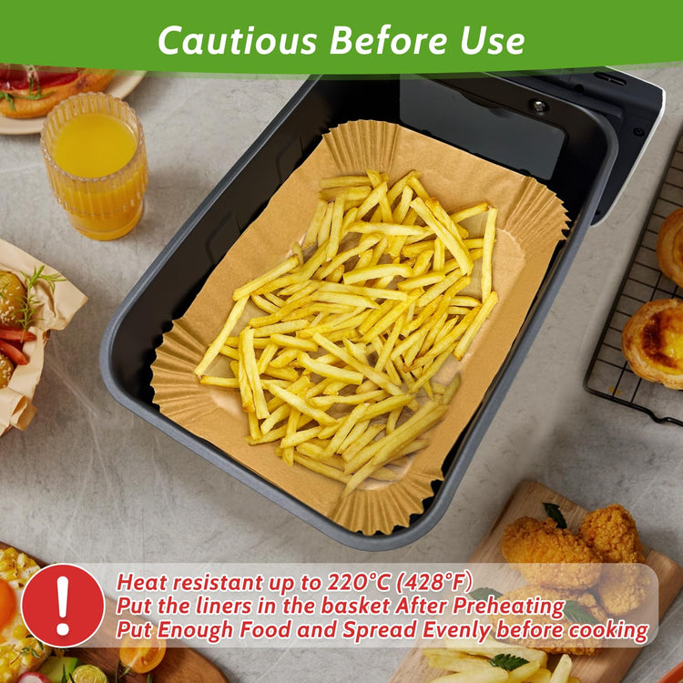 360 Pcs 8.7" x 5.5" Square Air Fryer Paper Liners Disposable Unbleached Heavy Duty (360 Count)