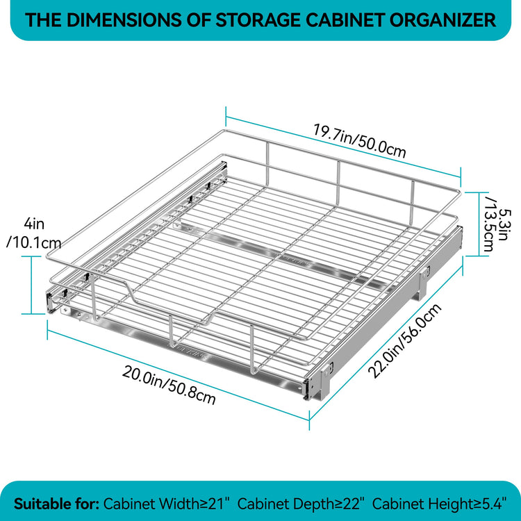 Pull Out Cabinet Organizer 21" W X 22" D