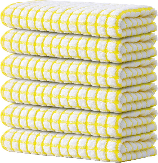 Kitinjoy Cotton 6 Pack Terry Kitchen Towels, 16 x 25 Inches Super Soft and Absorbent Dish Towels, Quick Drying Hand Towels for Kitchen Drying, Yellow - Nestoria